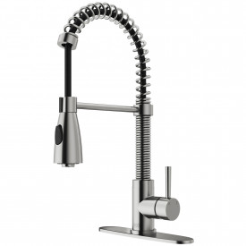 VIGO Brant Pull-Down Spray Kitchen Faucet With Deck Plate In Stainless Steel