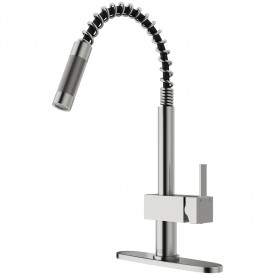 VIGO Lincroft Pull-Down Kitchen Faucet With Deck Plate In Stainless Steel