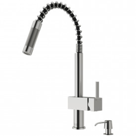 VIGO Lincroft Pull-Down Kitchen Faucet With Soap Dispenser In Stainless Steel