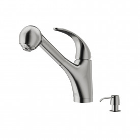 VIGO Alexander Pull-Out Spray Kitchen Faucet With Soap Dispenser In Stainless Steel
