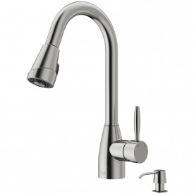 VIGO Graham Pull-Down Spray Kitchen Faucet With Soap Dispenser In Stainless Steel