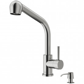 VIGO Avondale Pull-Out Spray Kitchen Faucet With Soap Dispenser In Stainless Steel