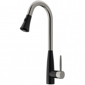 VIGO Milburn Pull-Down Spray Kitchen Faucet In Stainless Steel/Matte Black