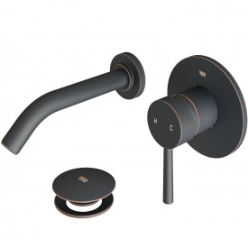 VIGO OLUS WALL MOUNT BATHROOM FAUCET WITH POP-UP IN ANTIQUE RUBBED BRONZE