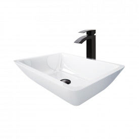 VIGO Adele Phoenix Stone Vessel Bathroom Sink Set With Duris Vessel Faucet In Matte Black