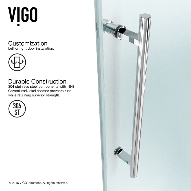 Vigo Elan Adjustable Frameless Sliding, Bathroom Sliding Door Parts