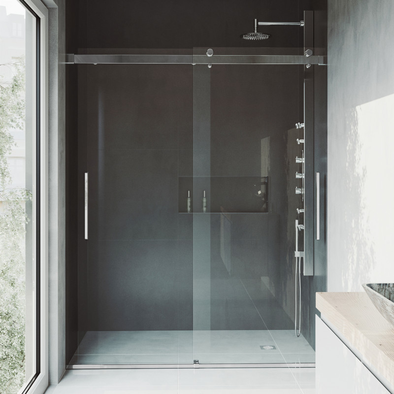 Vigo Caspian Adjustable Frameless, Frameless Double Bypass Sliding Shower Doors