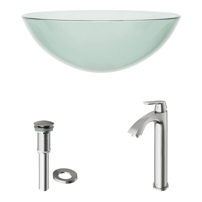 VIGO Crystalline Glass Vessel Bathroom Sink 