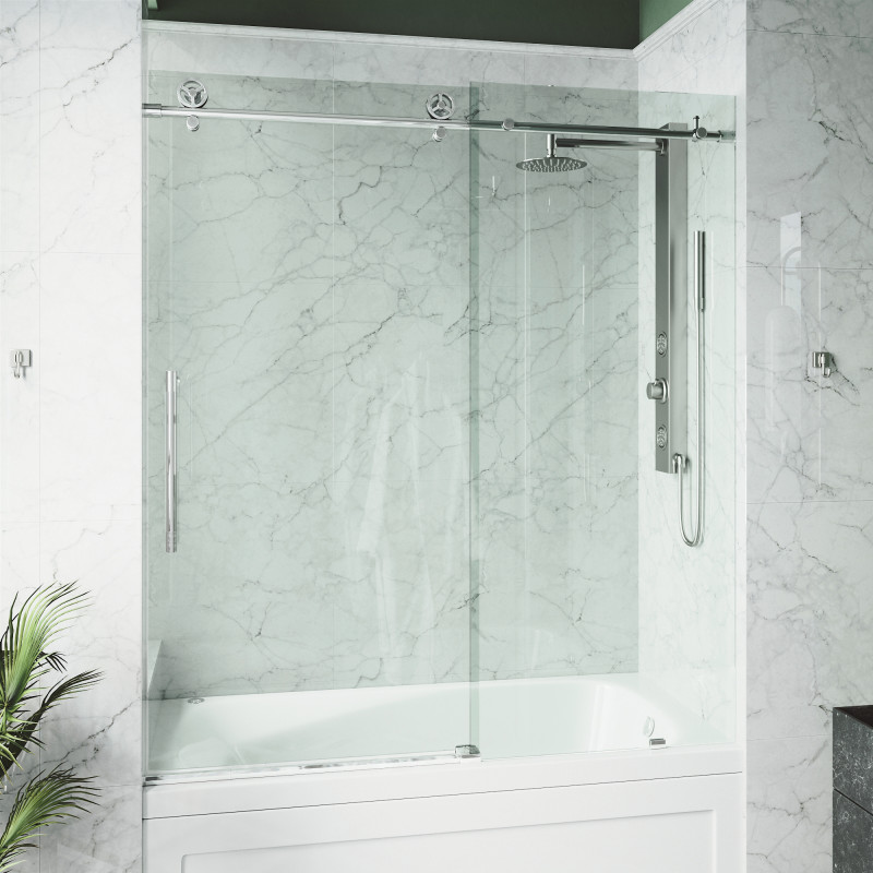 Frameless Glass Sliding Bathtub Door, Bathtub Glass Enclosure Installation