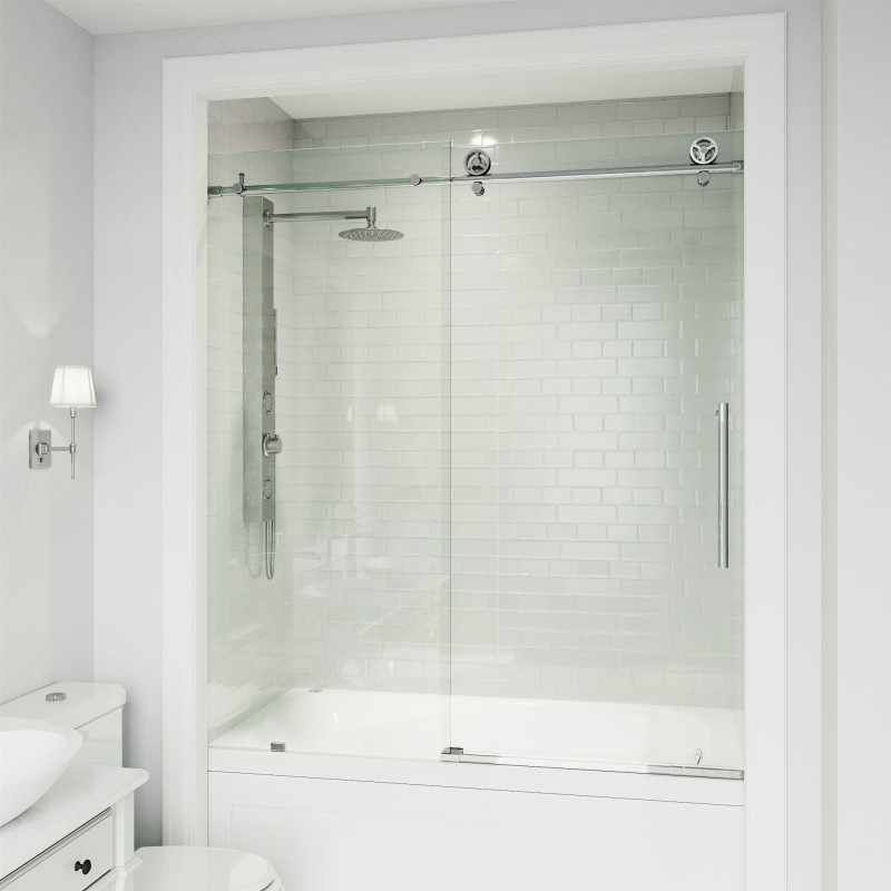Frameless Glass Sliding Bathtub Door, Frameless Sliding Shower Doors For Tubs