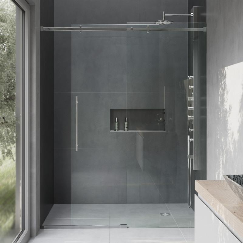 VIGO Luca Adjustable Framless Glass Sliding Shower Door